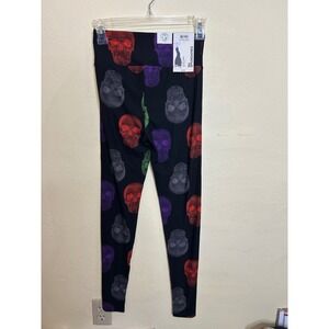 No Boundaries Skull‎ Print Leggings High Rise Ankle Length Halloween